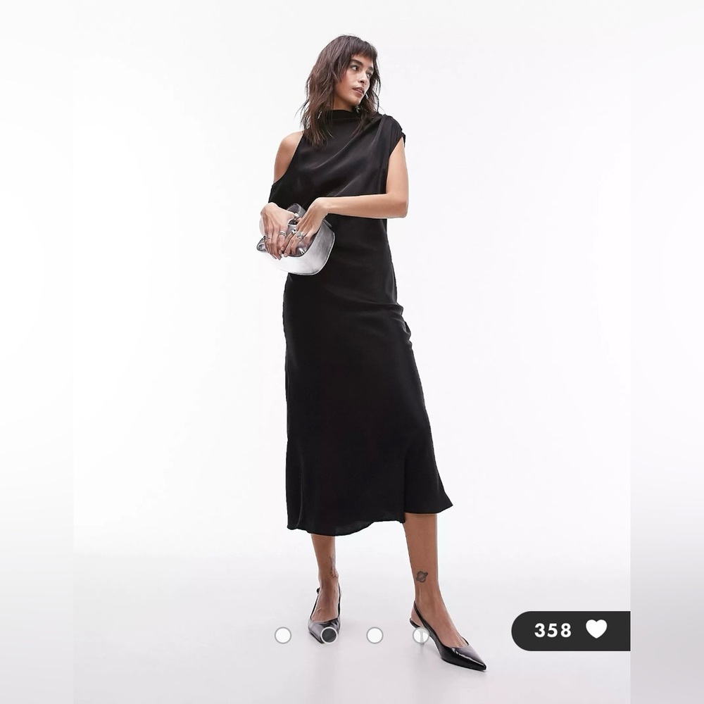NWT Topshop off the shoulder midi column dress in black